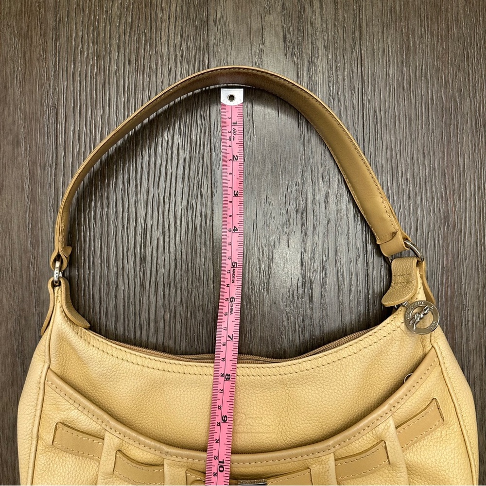 Longchamp Pebbled Leather Shoulder Bag with Bow Detail – Beige/Tan - Picture 15 of 16